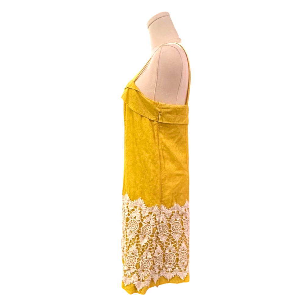 Floreat Anthropologie Yellow Cotton Lace Sleeveless Shift Dress Size 10 - Picture 5 of 10